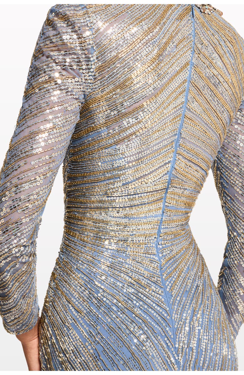 Jenny Packham Wiona Sequin-Embellished Gown, Alternate, color, Denim