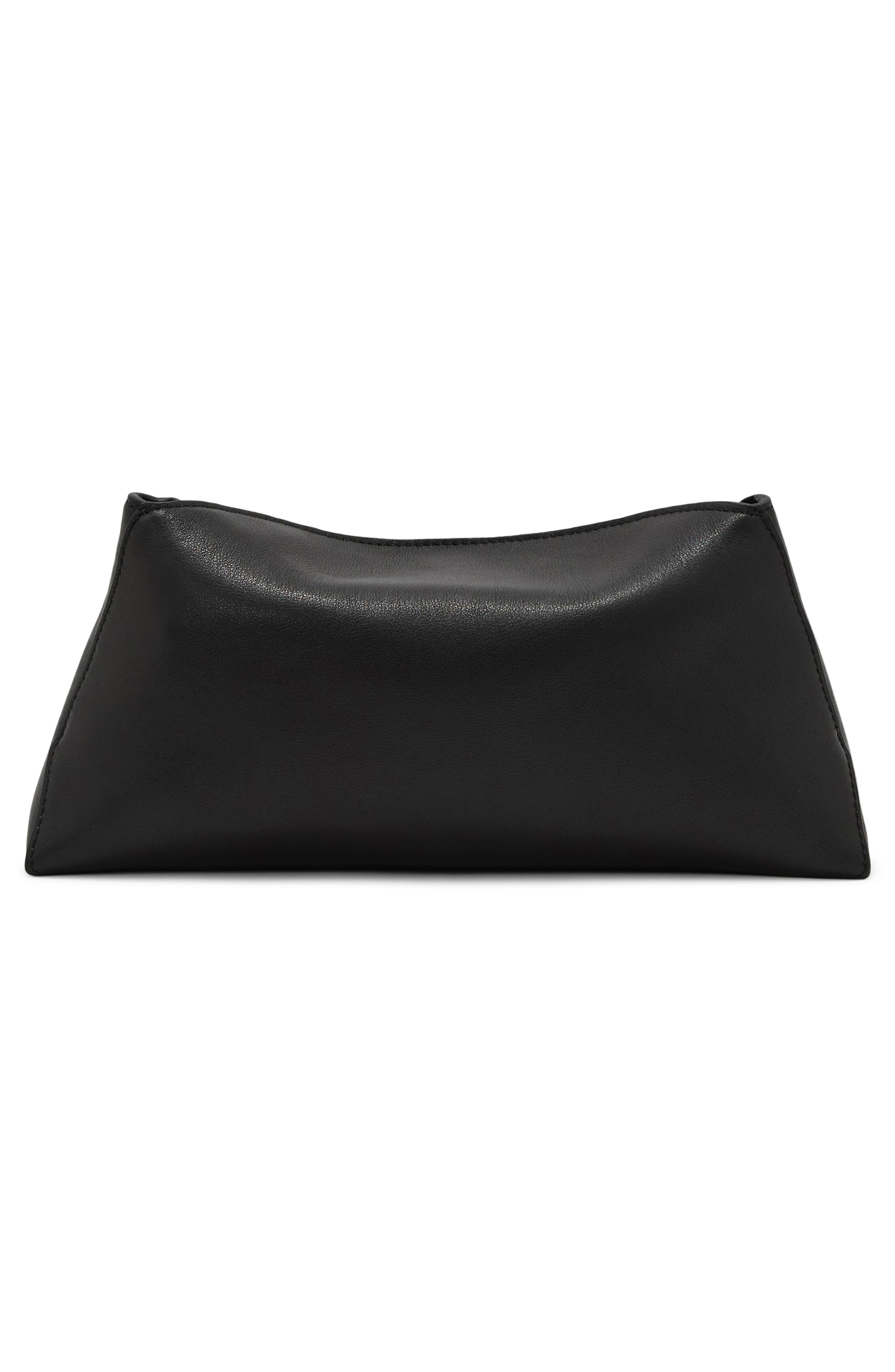 Presley Leather Clutch, Alternate, color, BLACK
