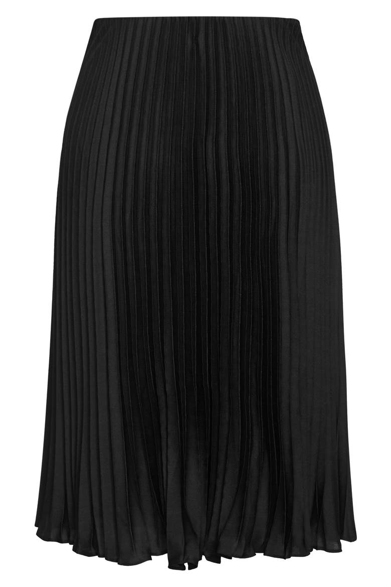 Selena Pleated Midi Skirt, Alternate, color, BLACK
