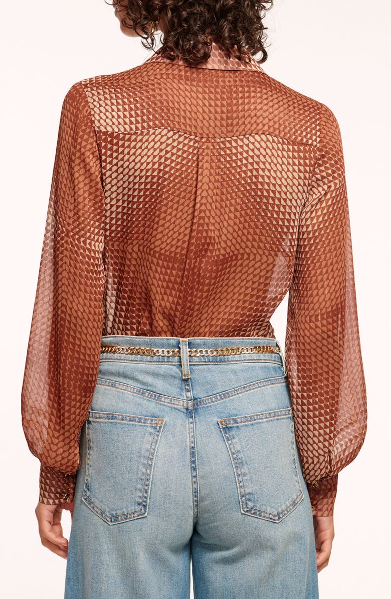 Ramy Brook Polly Metallic Stripe Geo Print Button-Up Shirt, Alternate, color,