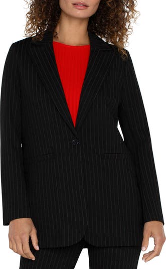 SYLVIE PINSTRIPE BOYFRIEND BLAZER (CHARCOAL)