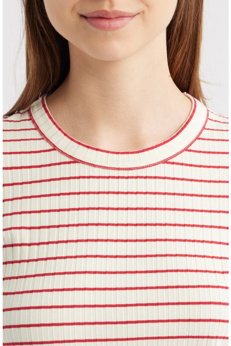 Luca Stripe Rib Baby T-Shirt, Alternate, color, RED MULTI