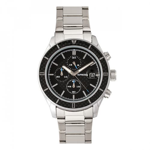 BREED Maverick Chronograph Leather-Band Watch w/Date in Silver at Nordstrom