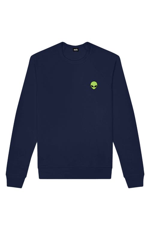Dalix Alien Fleece Sweatshirt In Navy Blue