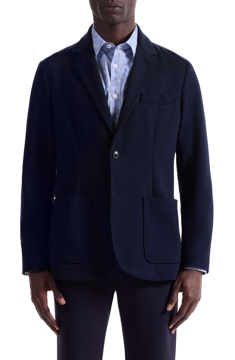 Bugatchi Soft Touch Solid Knit Blazer, Main, color, Navy