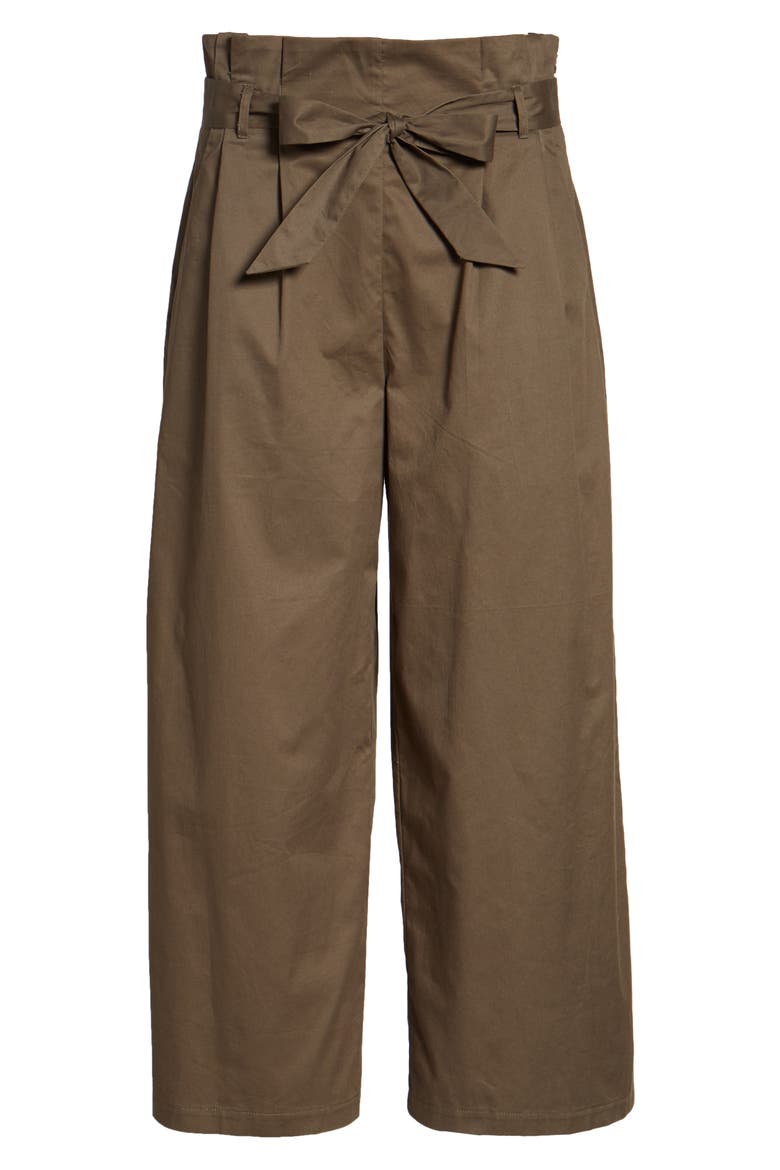 Paperbag Waist Wide Leg Pants, Alternate, color, BRINED OLIVE