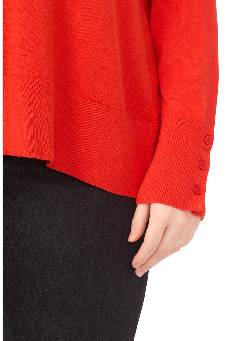 Button Cuff Cotton Blend Sweater, Alternate, color, POINCIANA