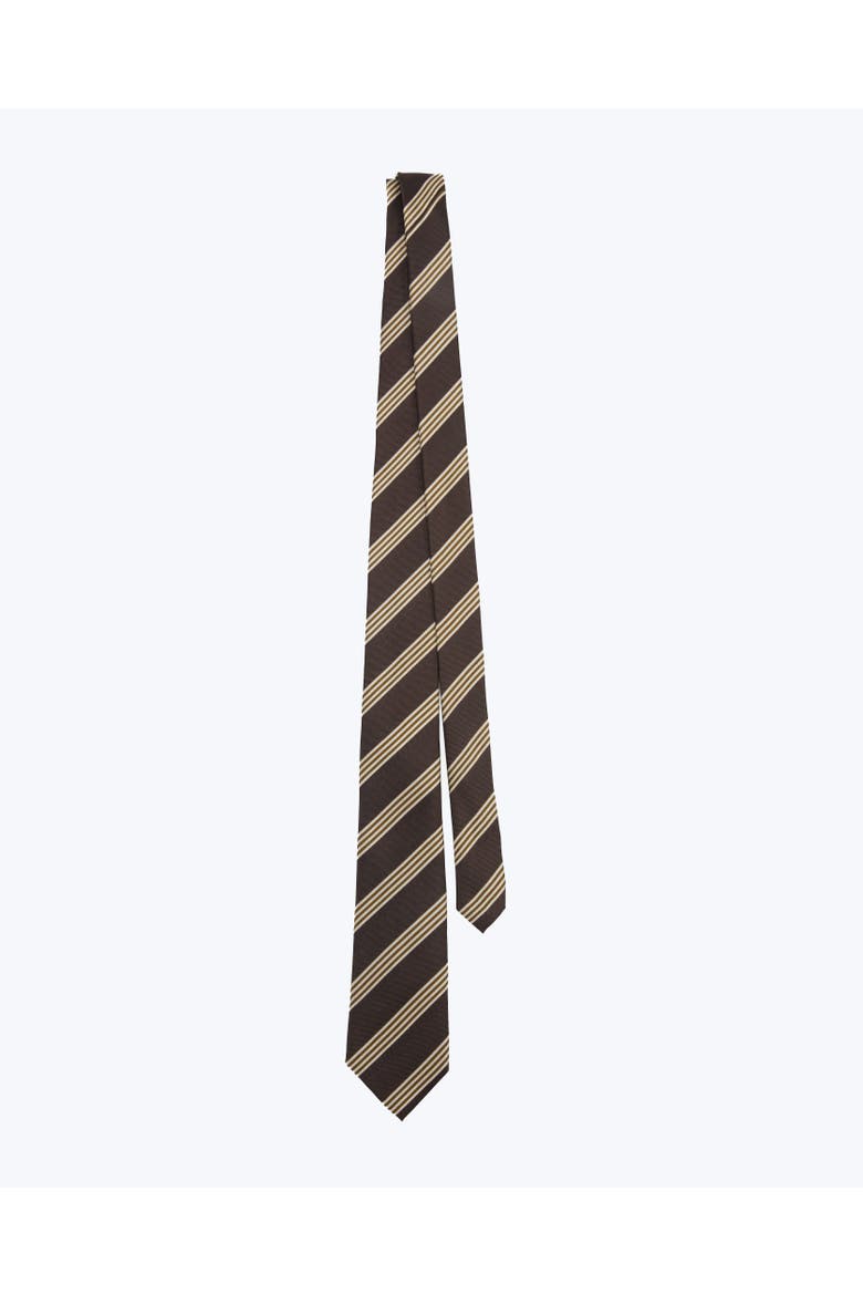Chalk Striped Silk Jacquard Tie, Alternate, color, Chestnut