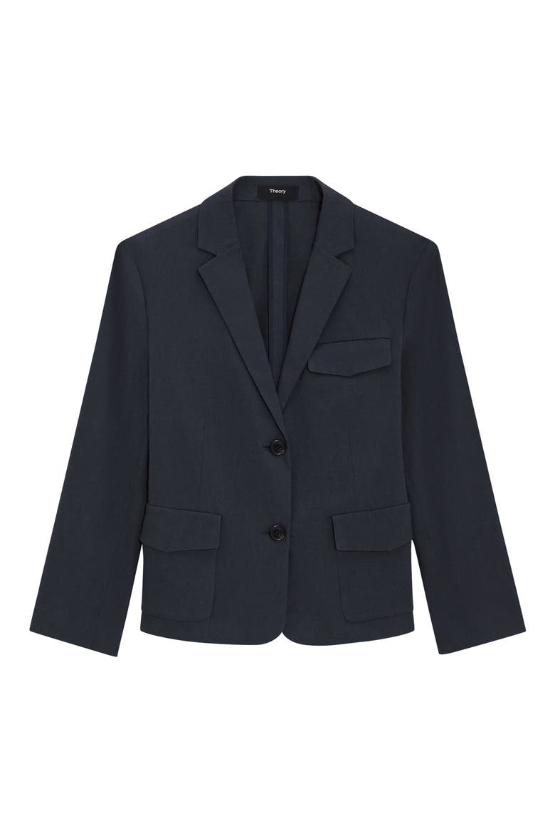 Linen Blend Shrunken Blazer, Alternate, color, CONCORD