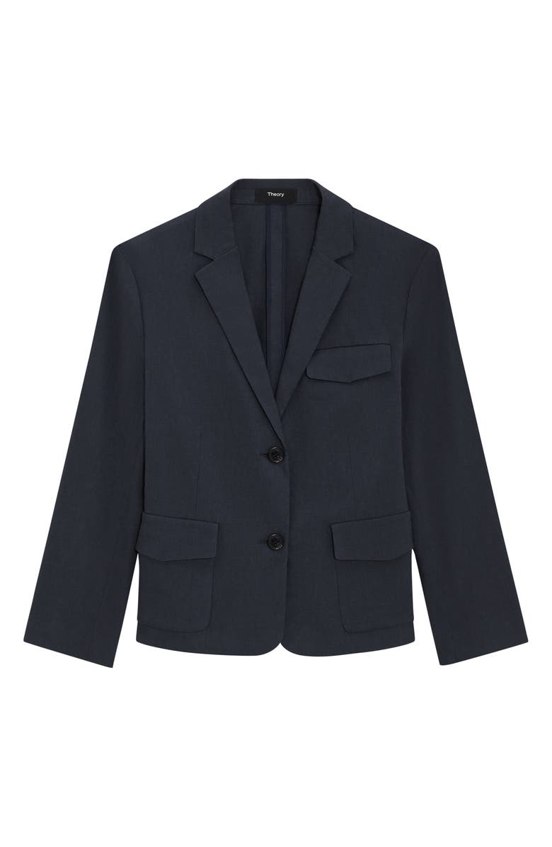 Theory Linen Blend Shrunken Blazer, Alternate, color, Concord