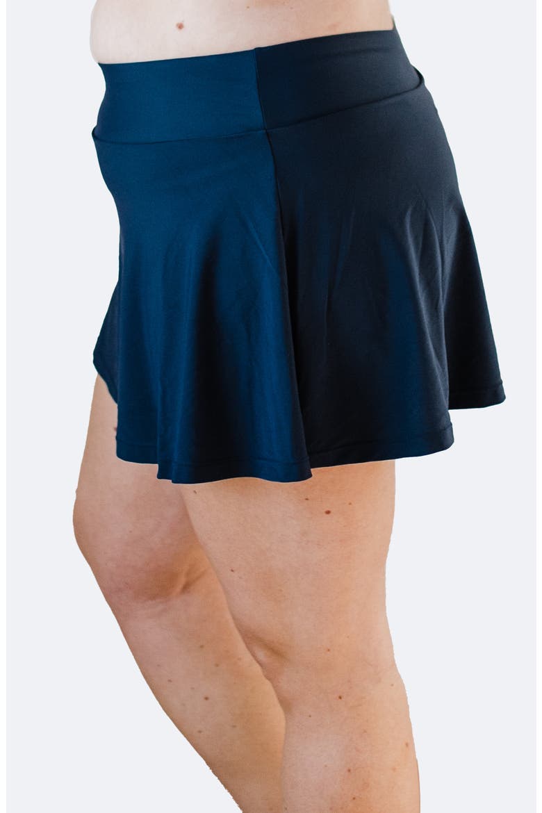 Plus Size Flowy Swim Skirt With Shorts, Alternate, color, Navy