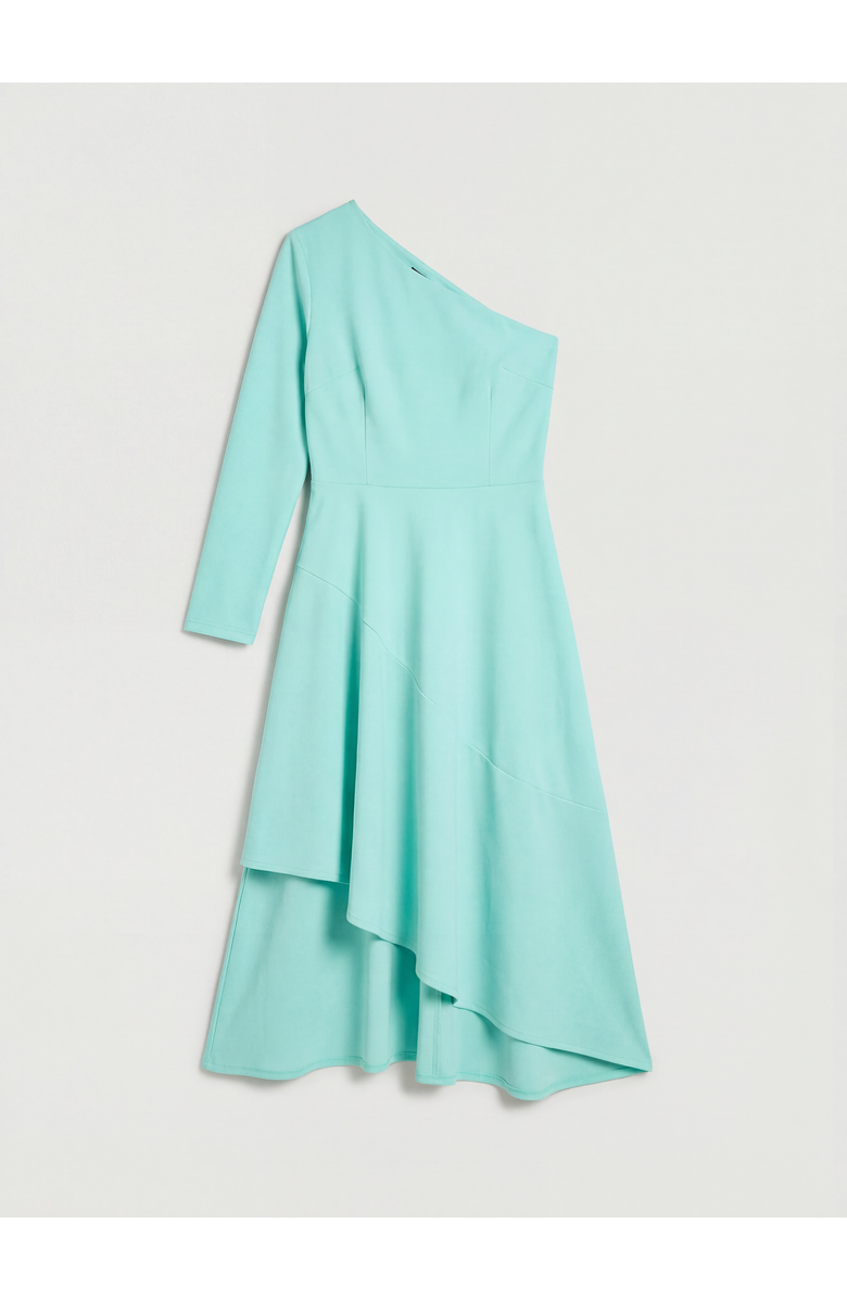 Coast Asymmetric Crepe Midi Dress, Alternate, color, Aqua