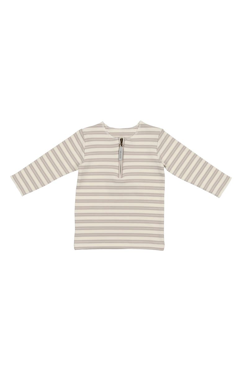 Manière Kids' Stripe Long Sleeve Zip Top, Main, color, Grey