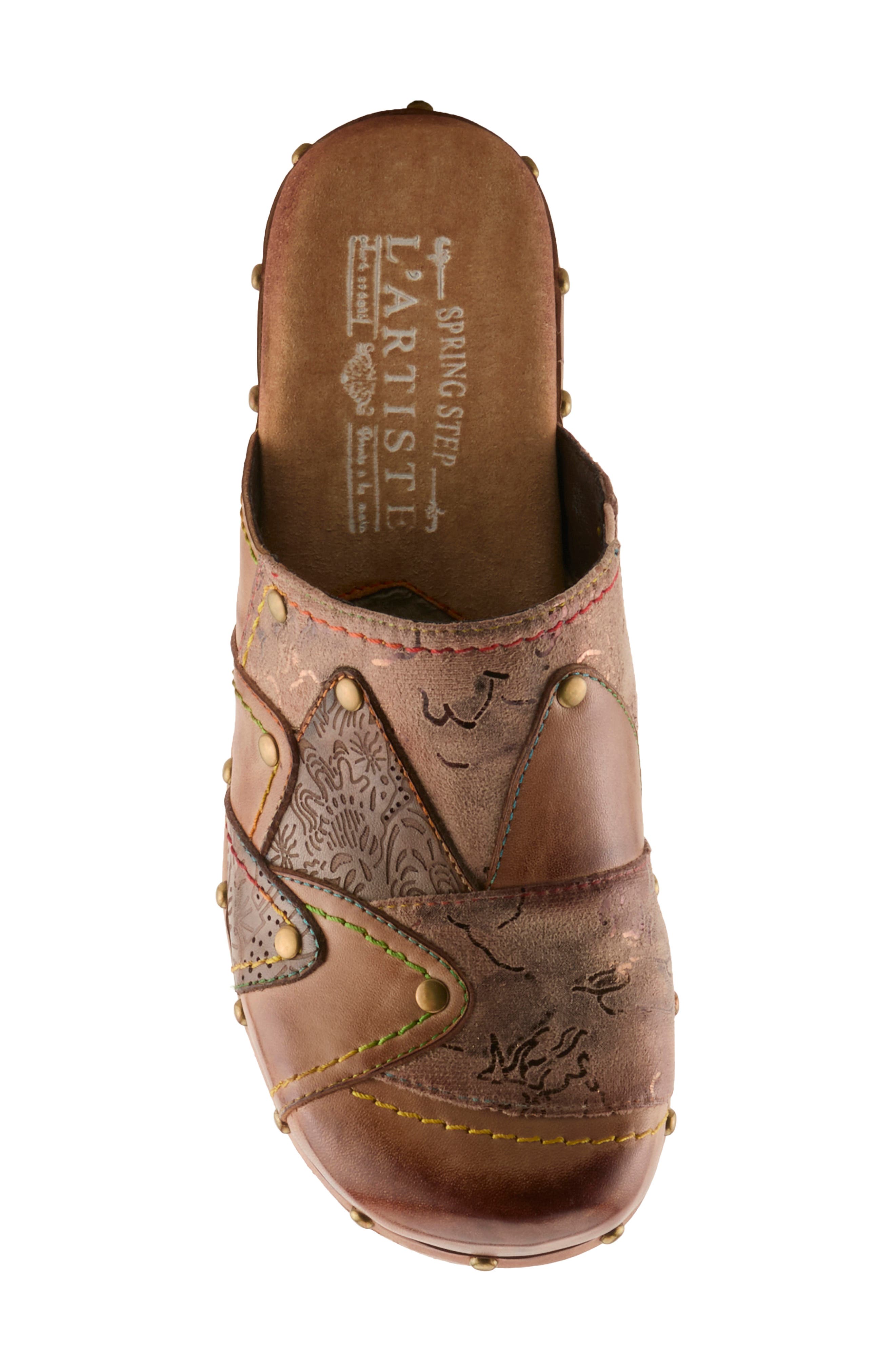 Olympe Leather Clog, Alternate, color, TAN MULTI