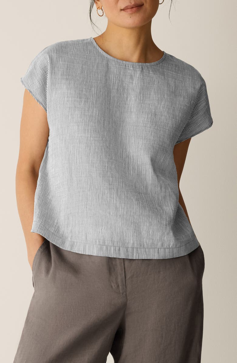 Eileen Fisher Linen Blend Square Top, Main, color, Wren