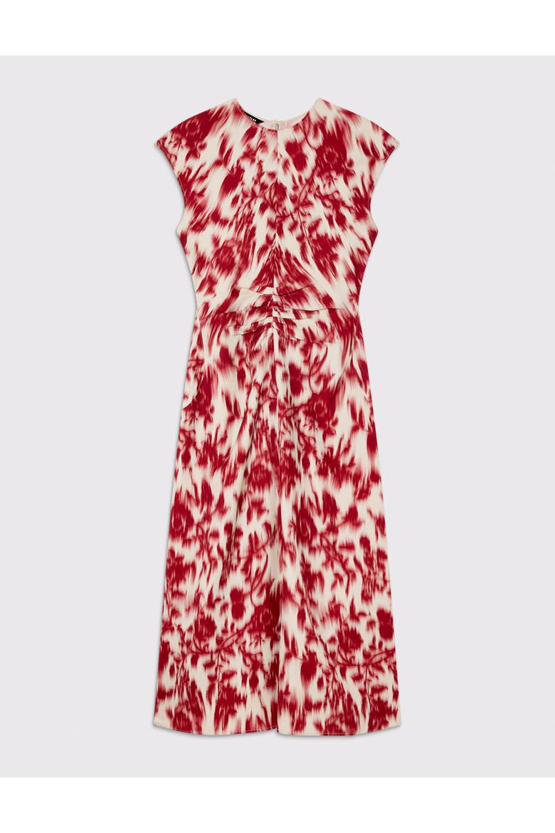 Blurred Floral Crepe Dress, Alternate, color, Red/Multi