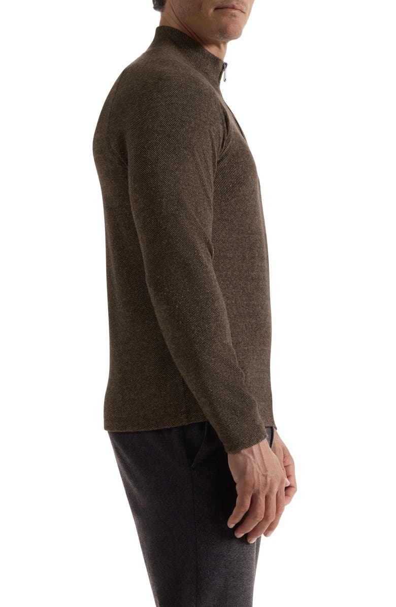 Bugatchi Brushed Cotton Blend Quarter Zip Pullover, Alternate, color, Mocha