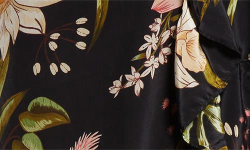 Shop Farm Rio Surreal Flowers One-shoulder Crêpe De Chine Midi Dress In Surreal Flowers Blac