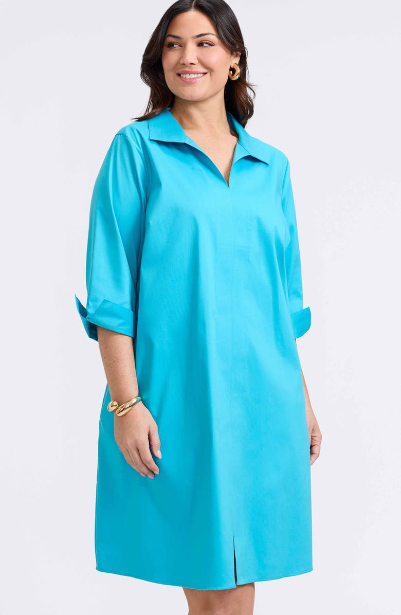 Foxcroft Agnes Belted Shirtdress, Alternate, color, Ibiza Turquoise