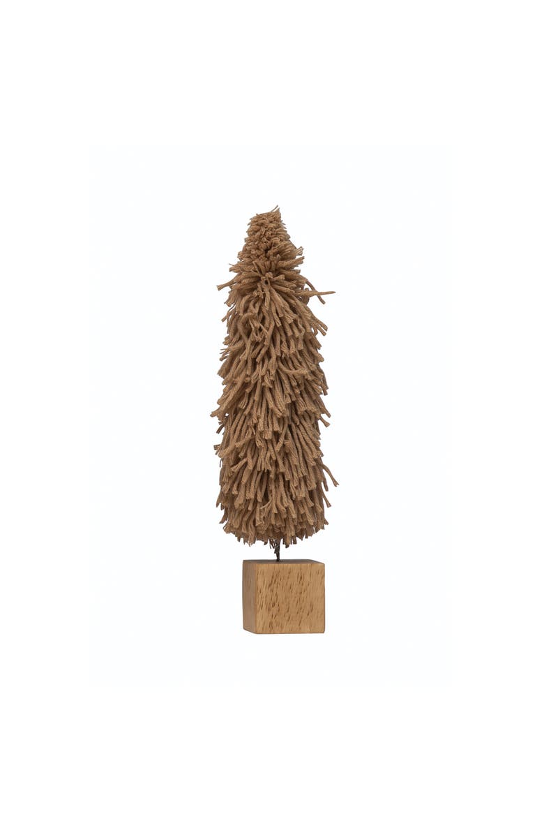 Storied Home Fabric Yarn Tree with Wood Block Base, Main, color, Tan
