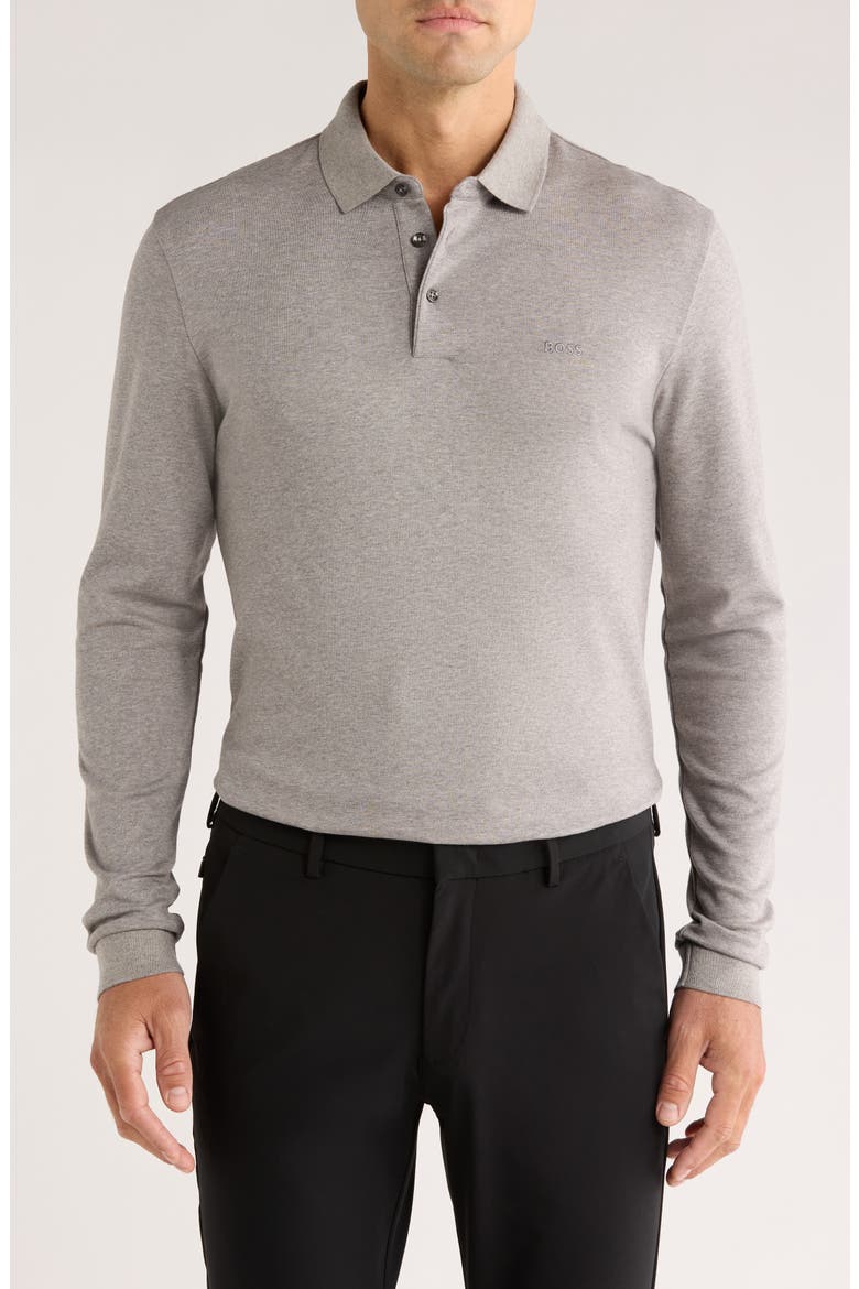 Pado Long Sleeve Cotton Polo, Main, color, GREY