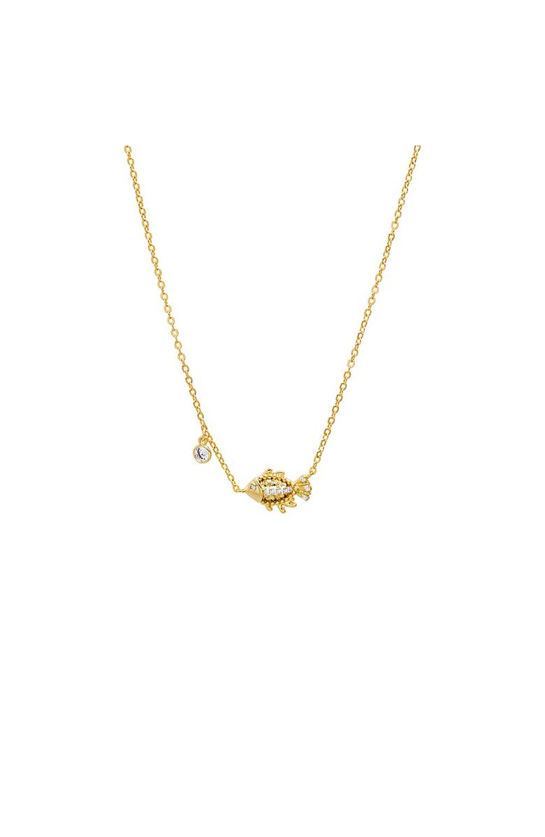 BY ADINA EDEN CZ Fish Charm Necklace, Main, color, Gold
