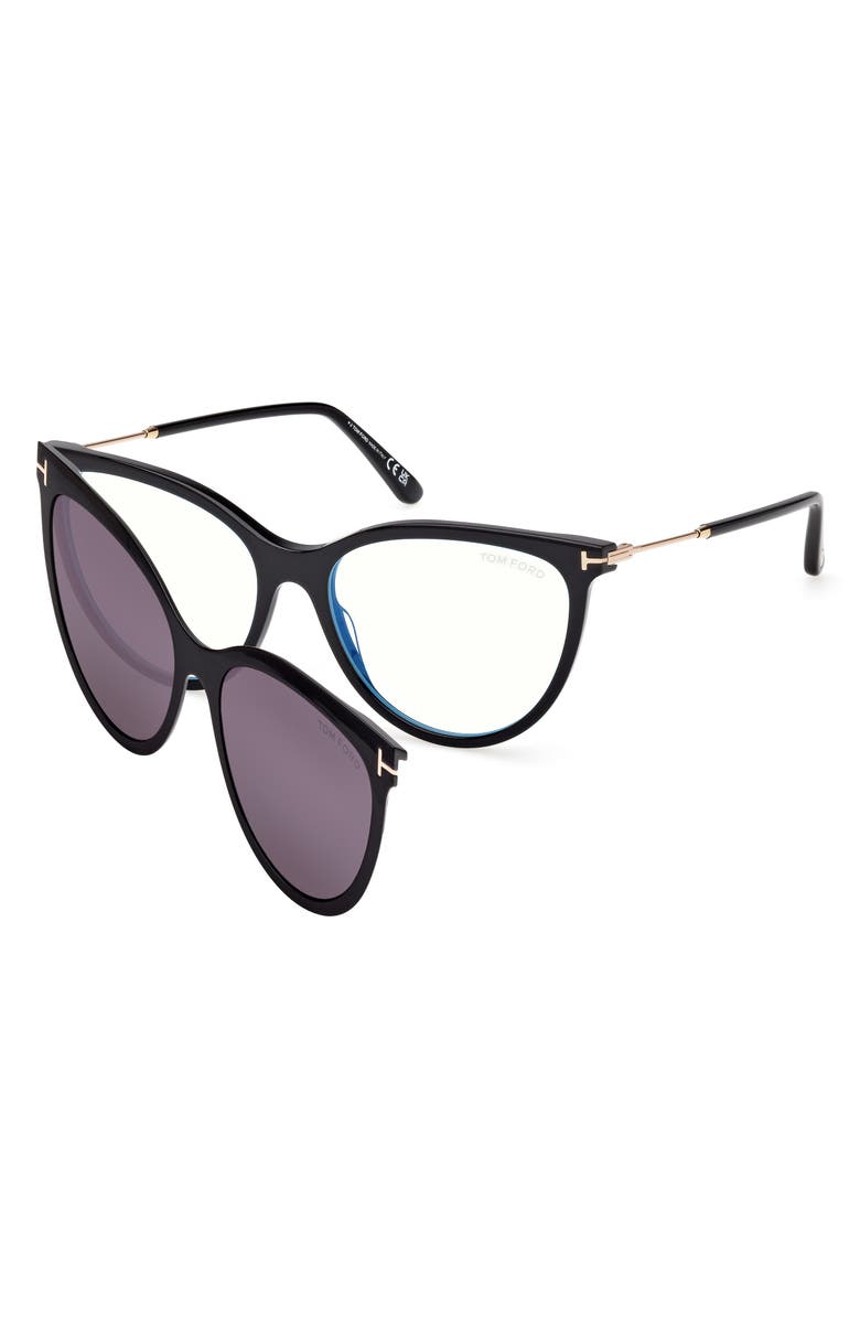 TOM FORD 56mm Cat Eye Blue Light Blocking Optical Glasses, Alternate, color, 