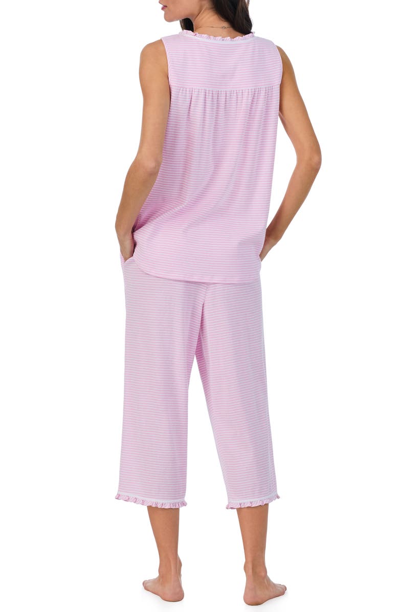Eileen West Stripe Sleeveless Capri Jersey Pajamas, Alternate, color, Pink Stripe