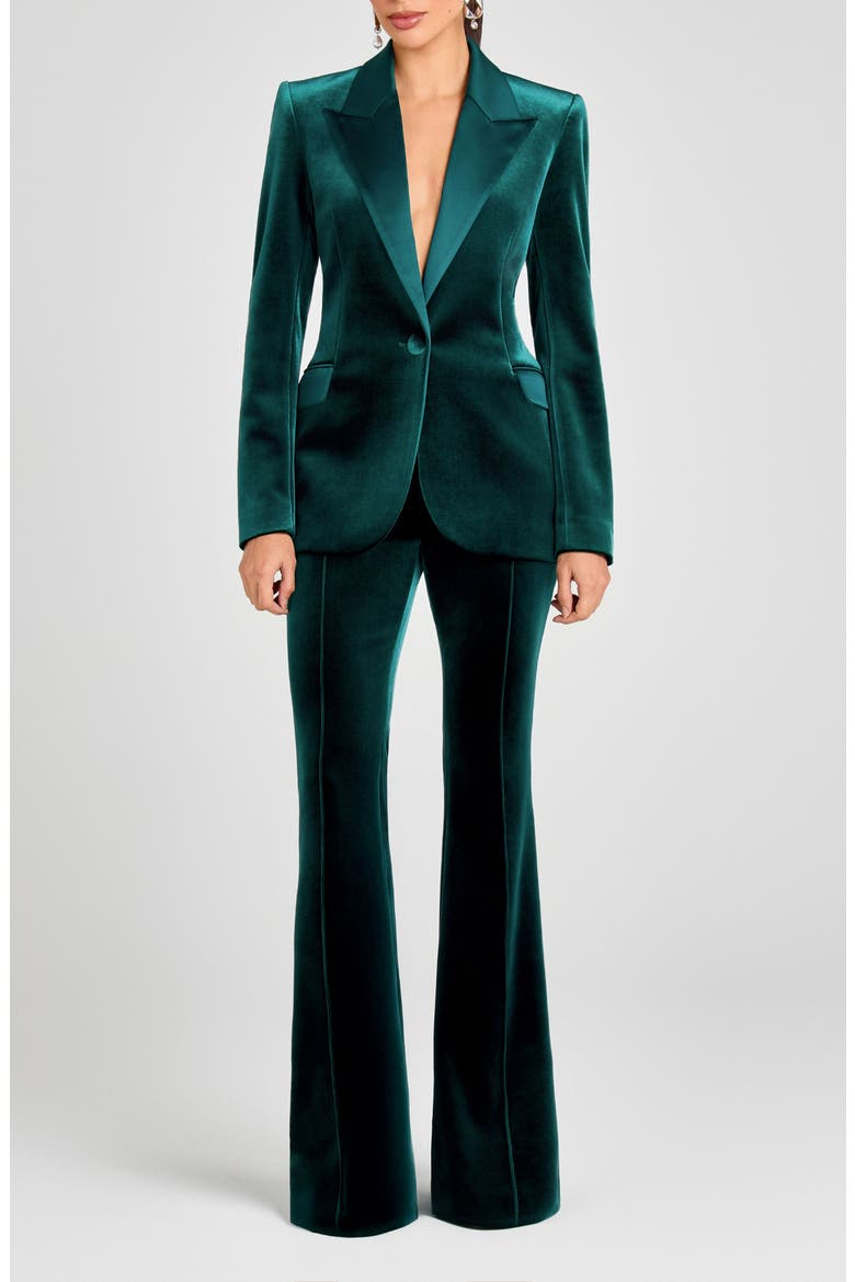 Beatrice Velvet Blazer, Main, color, GREEN