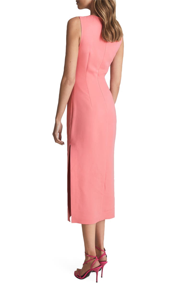 Reiss Imogen Sleeveless Ruched Midi Dress, Alternate, color, Pink