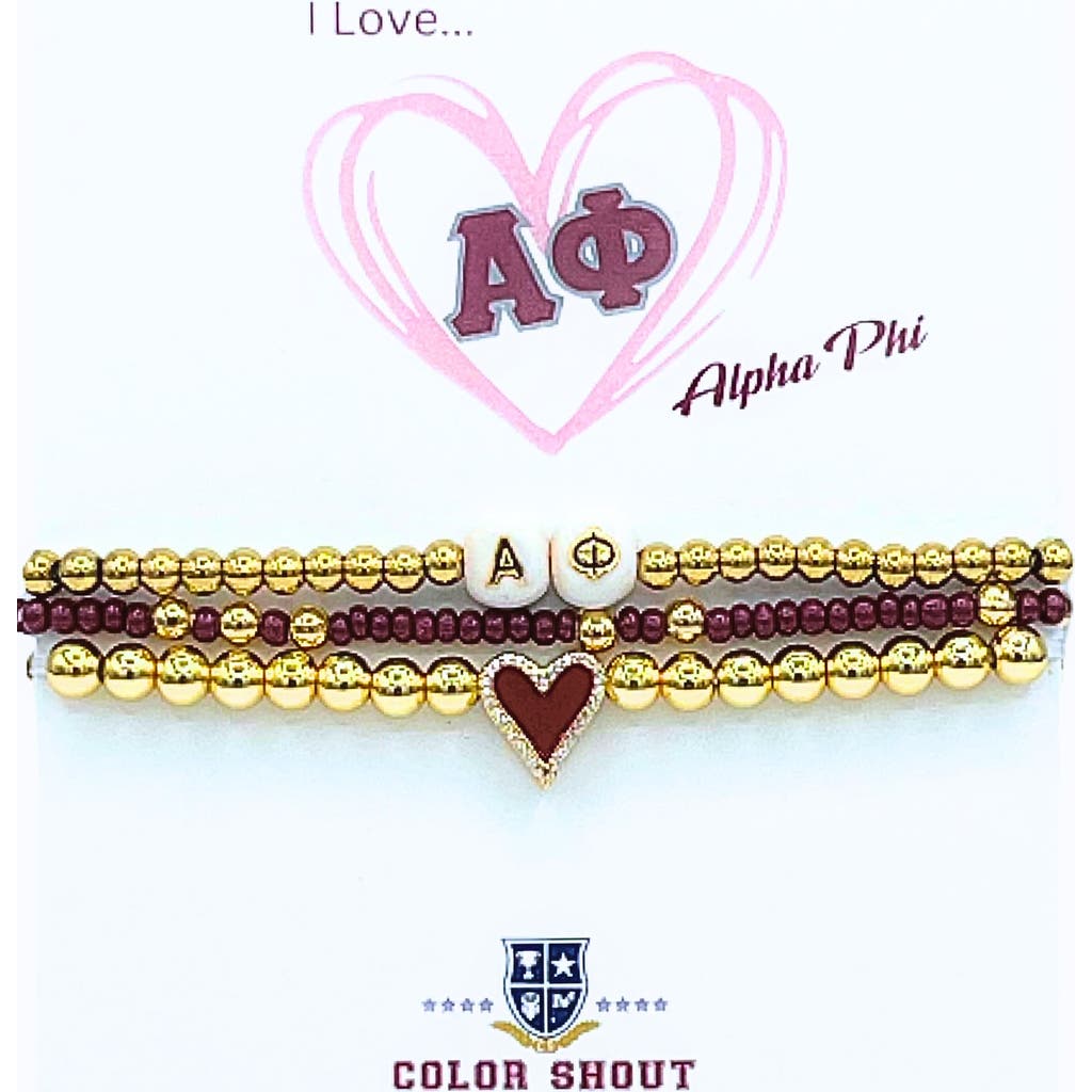 Color Shout Alpha Phi Love My Sorority Bracelet Stack In Gold