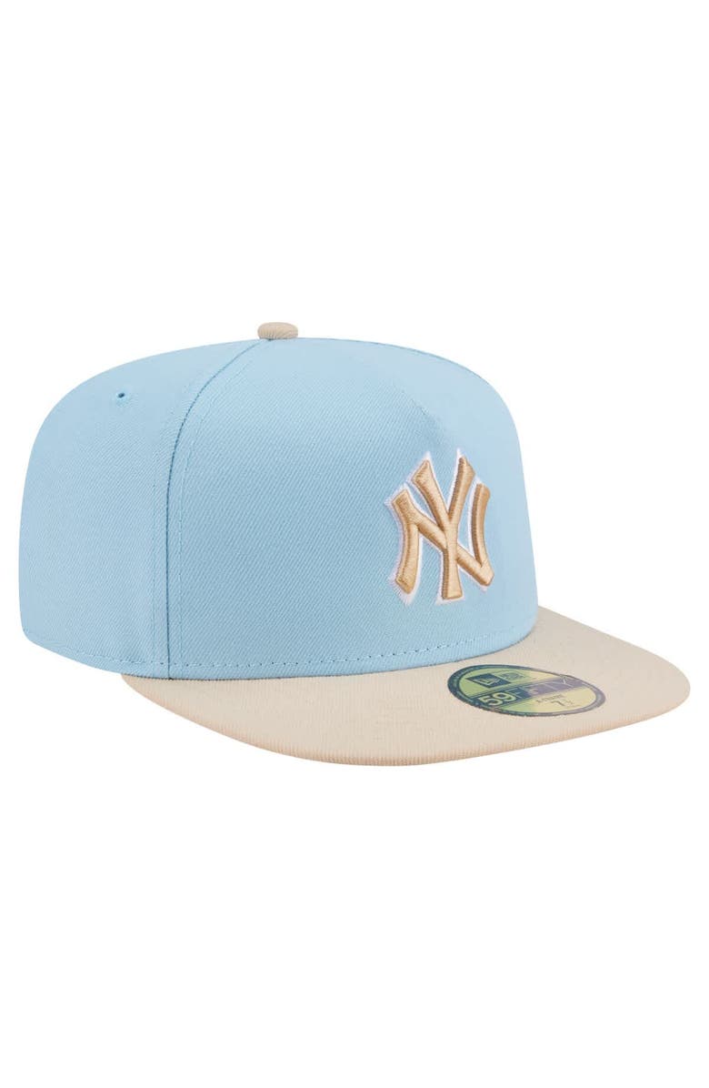 New Era Men's New Era Light Blue/Cream New York Yankees Two-Tone Color Pack A-Frame 59FIFTY Fitted Hat, Alternate, color, Light Blue