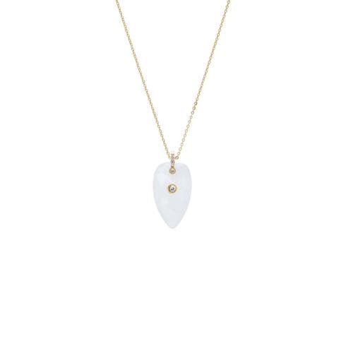 CZ Bezel Elongated Heart Natural Stone Necklace