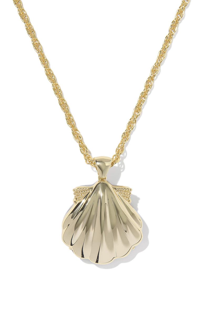 Kendra Scott Lucia Short Shell Pendant Necklace, Alternate, color, Gold Iridescent Abalone