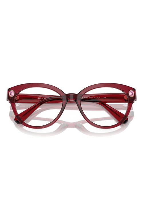 Swarovski 54mm Round Optical Glasses In Burgundy