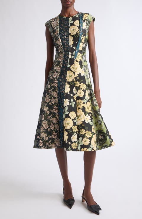 Mixed Floral Jacquard Dress