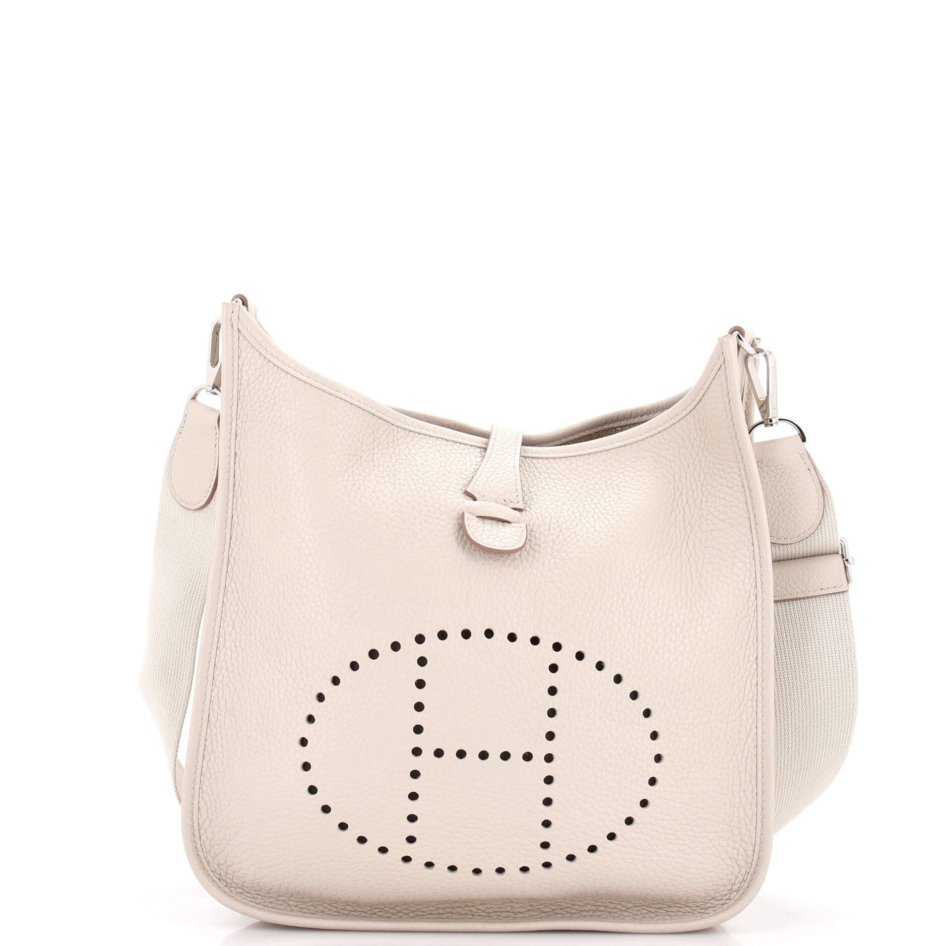 Pre-Owned Hermes Evelyne Bag Gen III Clemence PM, Main, color, Craie
