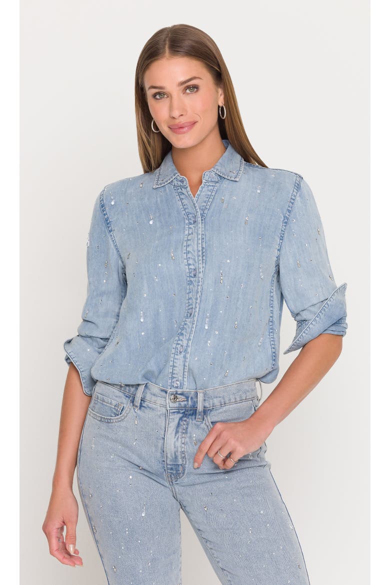 Marcello Embellished Denim Shirt, Main, color, Light Blue