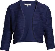 KASPER Three-Quarter Sleeve Knit Shrug