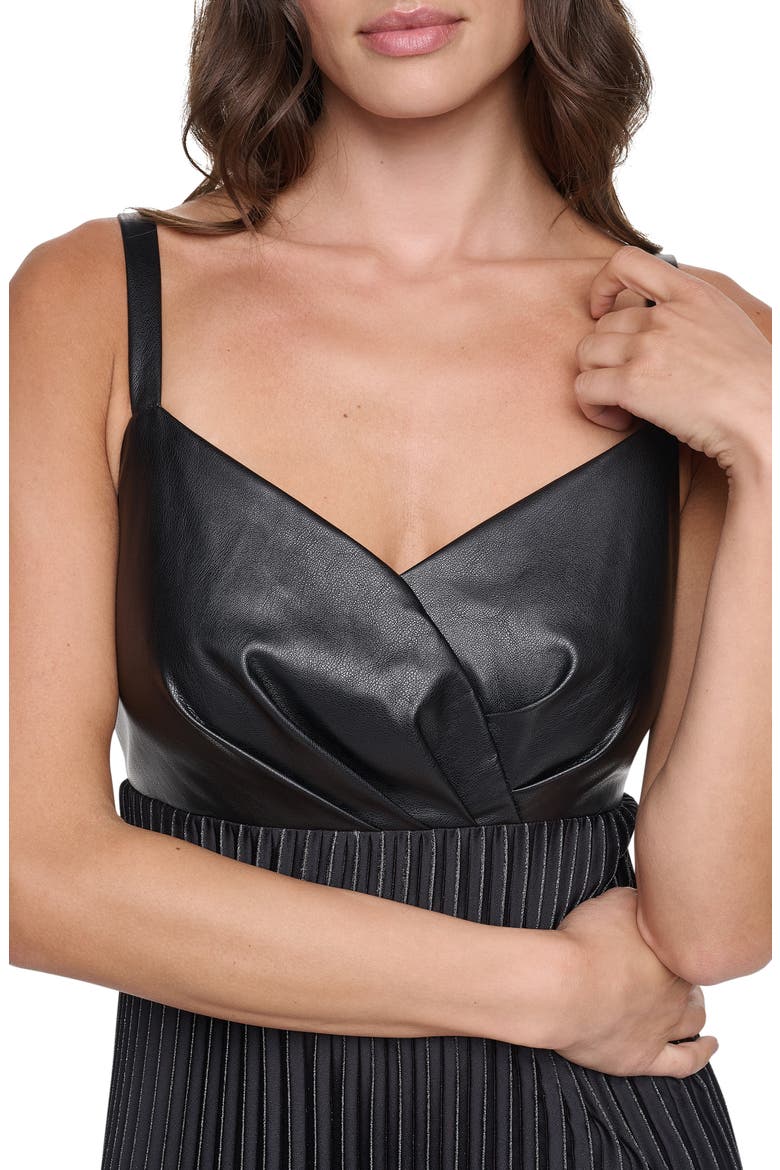 Pleated Faux Leather Sleeveless Dress, Alternate, color, CABERNT/ BL
