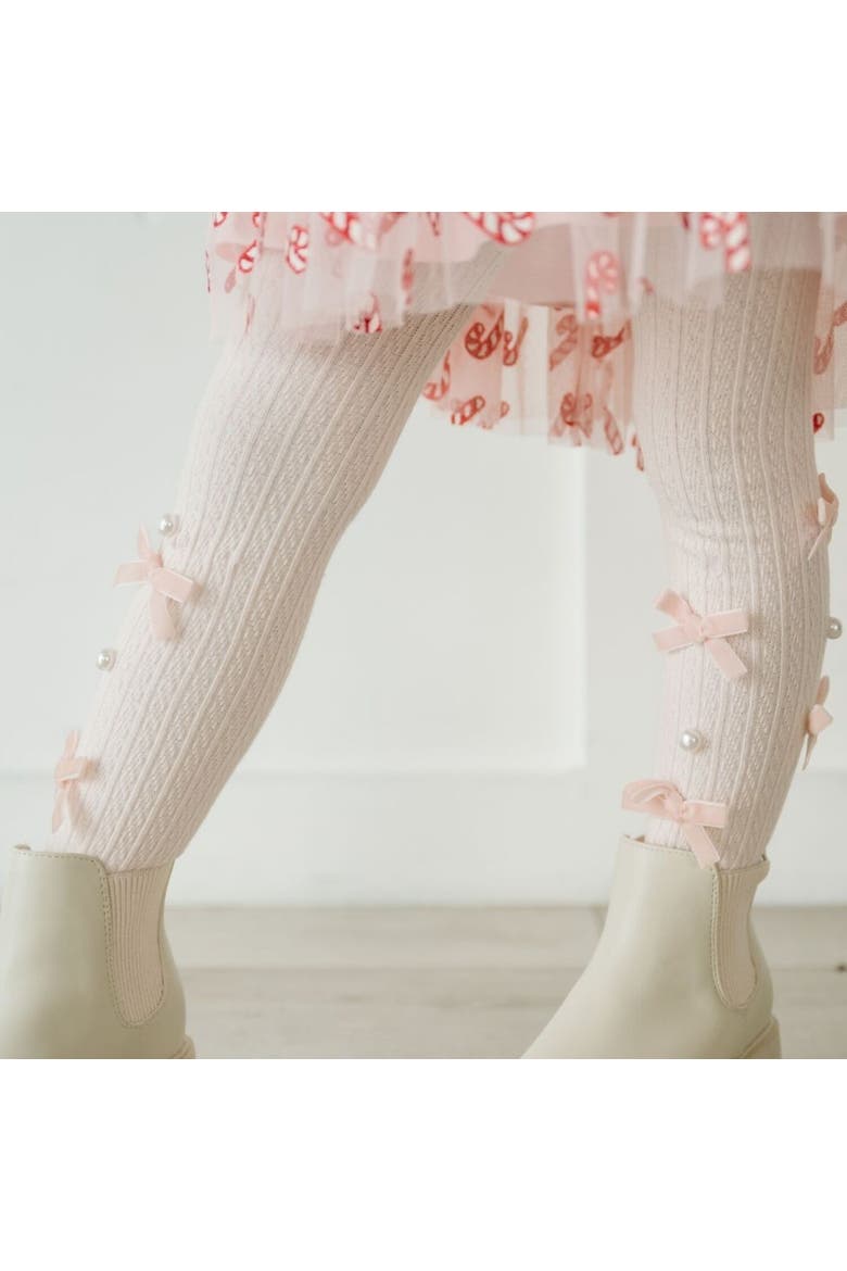 Bedazzled Bow Tights, Alternate, color, Pink