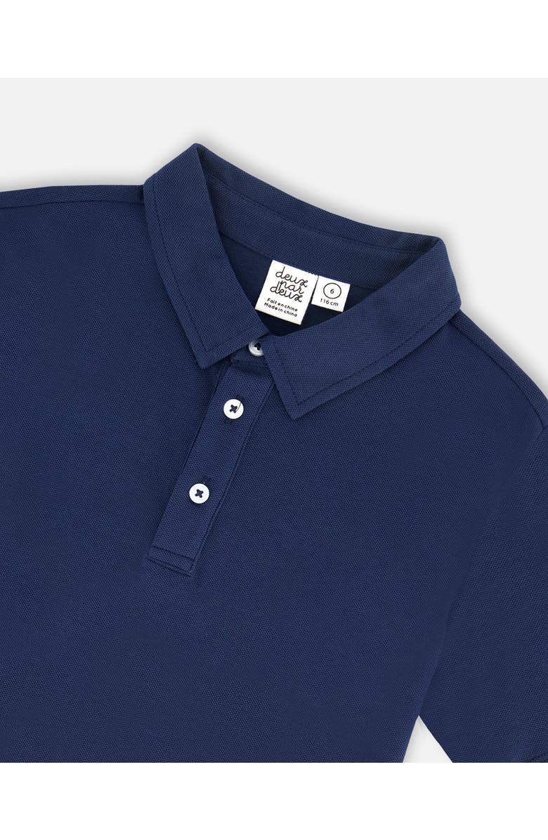 Deux par Deux Boy's Short Sleeve Polo Shirt Navy Blue, Alternate, color,