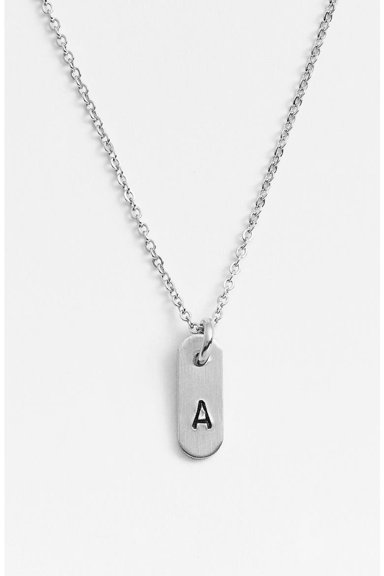 Sterling Silver Initial Mini Bar Necklace, Main, color, STERLING SILVER A