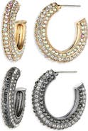 Tasha Pack of 2 'C' Hoop Earrings