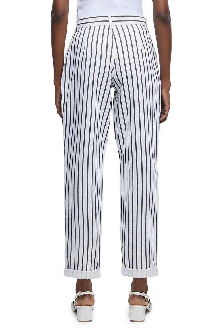 Stripe Glitch Waist Cotton Trousers, Alternate, color, WHITE