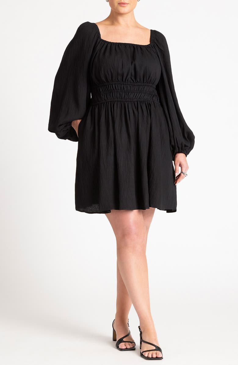 ELOQUII Smocked Long Sleeve Dress, Main, color, 