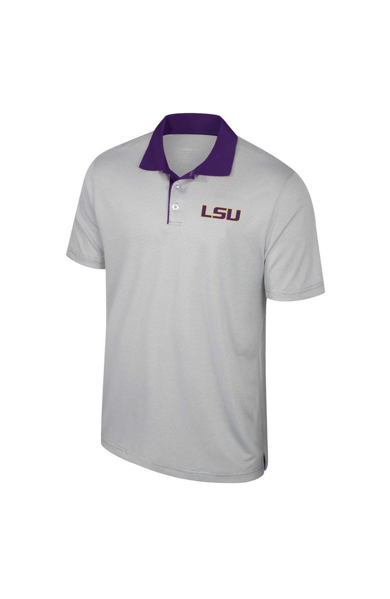 COLOSSEUM Men's Colosseum Gray LSU Tigers Big & Tall Tuck Striped Polo, Alternate, color, 
