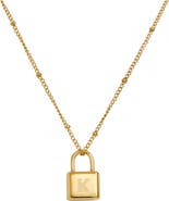 SAVVY CIE JEWELS Initial Lock Pendant Necklace
