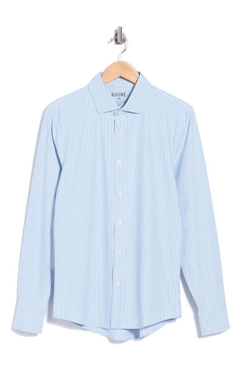 State of Mind Slim Fit Performance Shirt, Main, color, FROST BLUE WAVY STRIPE