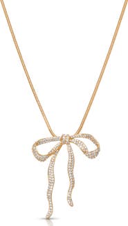 Ettika Pavé Cubic Zirconia Bow Pendant Necklace